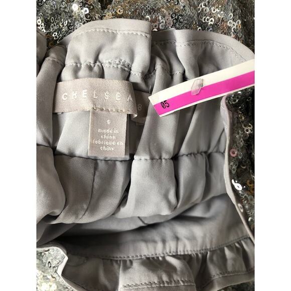 Chelsea28 Pant Sequin Embellished Straight Leg Elastic Waist Silver NWT Small - Picture 6 of 9